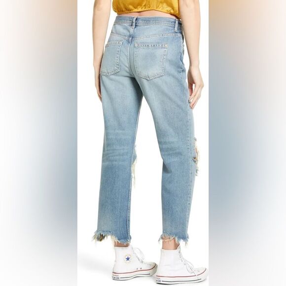 NWT Free People We the Free Maggie Ripped Crop Straight Leg Jeans Size 25 - Picture 9 of 12